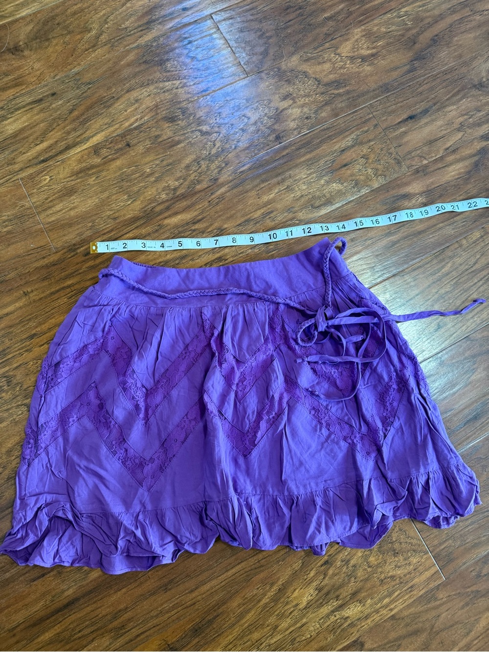 Mimi Chica Purple Tie-Waist Ruffle Mini Skirt